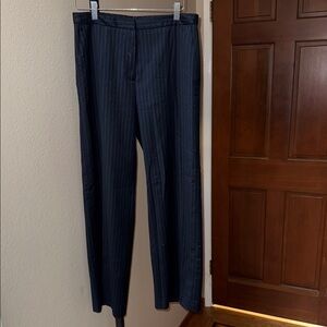 Sisley Lambs Wool Made in Italy Navy Pinstripe Wide Leg Trousers Women’s EU 44